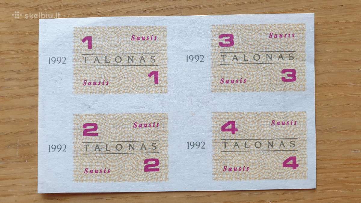 Retesnis 1992 metų talonas Sausis Unc