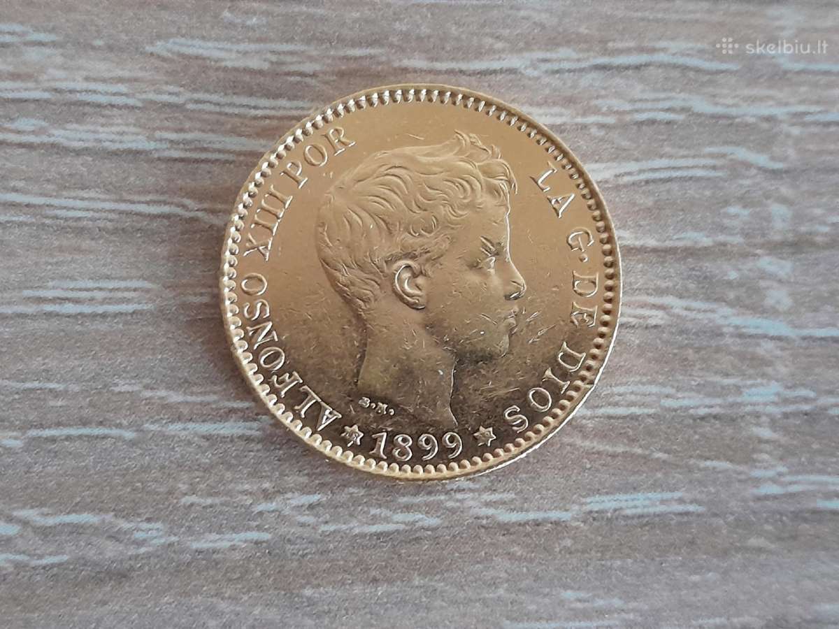 Auksinė moneta Alfonso XIII 1899 m.