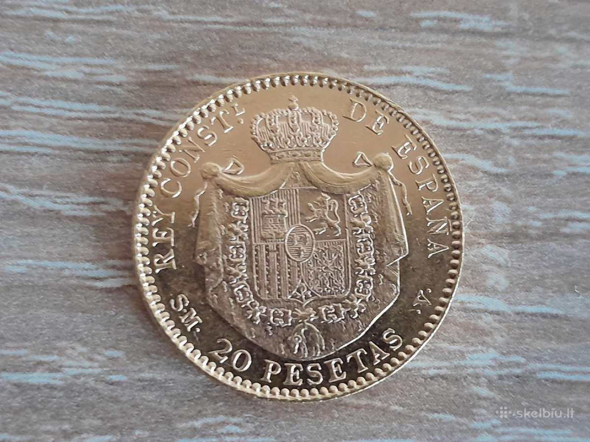 Auksinė moneta Alfonso XIII 1899 m. - nuotraukos Nr. 2