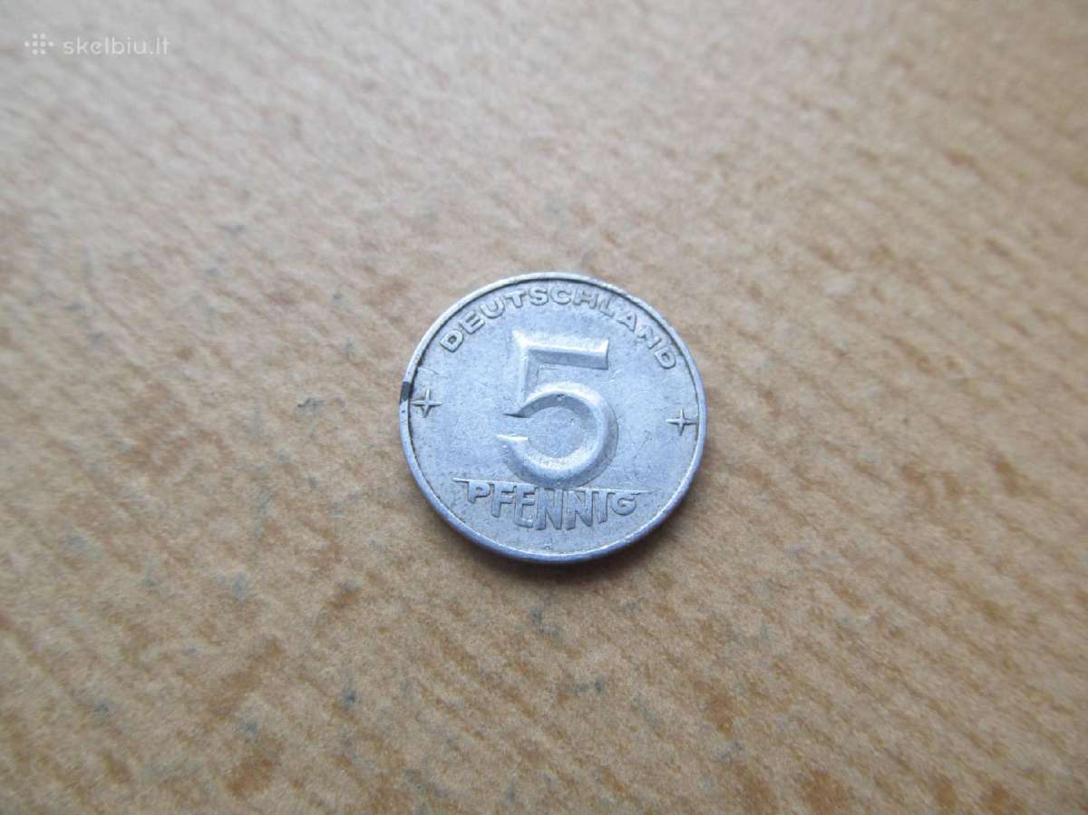 5 pfennig , Demokratinė Vokietija ,1949, 1952 A. - nuotraukos Nr. 3
