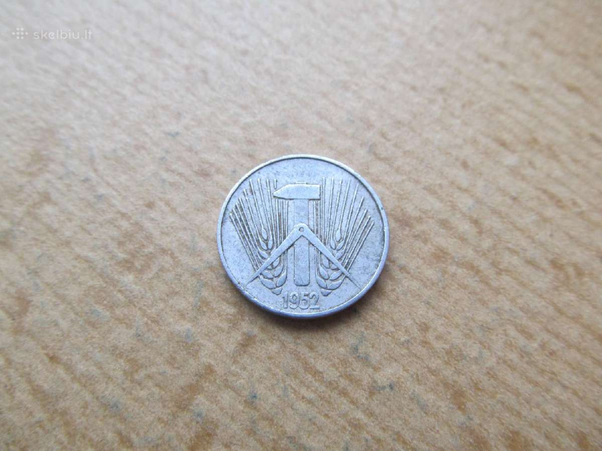 5 pfennig , Demokratinė Vokietija ,1949, 1952 A. - nuotraukos Nr. 4