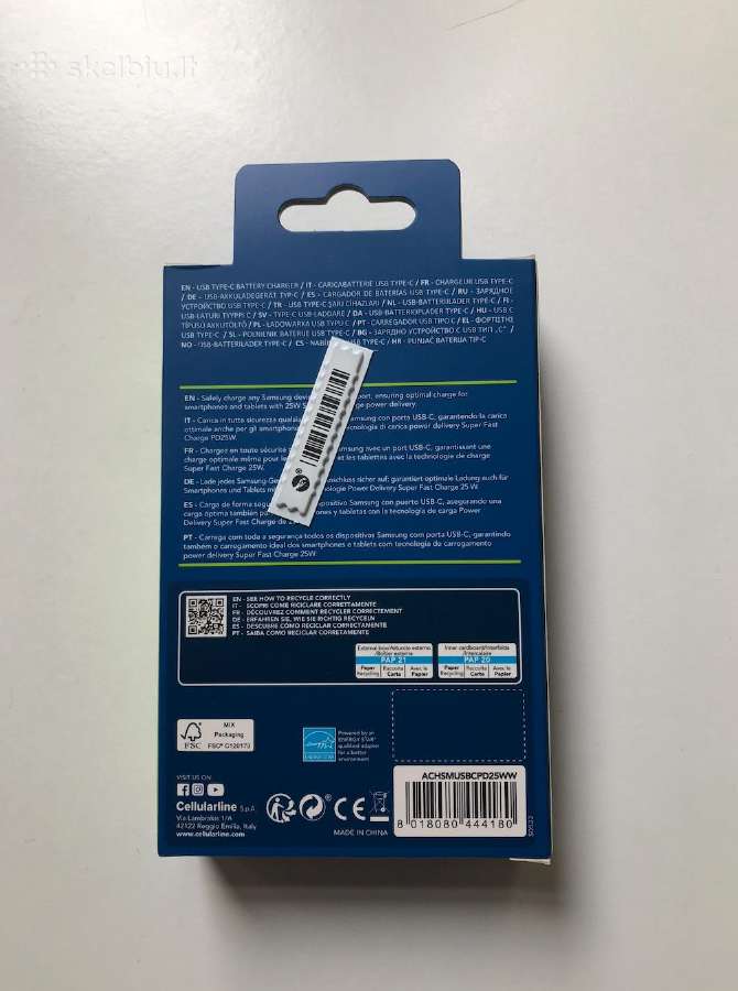 Įkroviklis Cellularline Samsung 25w, Usb-c Super - nuotraukos Nr. 2