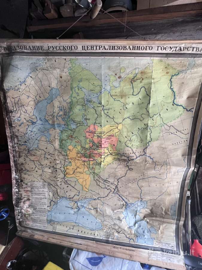 Seni, mokykliniai žemėlapiai, tarybiniai, suvynioj - nuotraukos Nr. 2