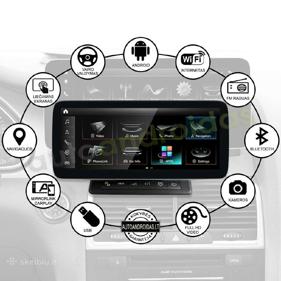 Audi Q7 2010-15 Android multimedia GPS/WiFi/usb/bt - nuotraukos Nr. 2