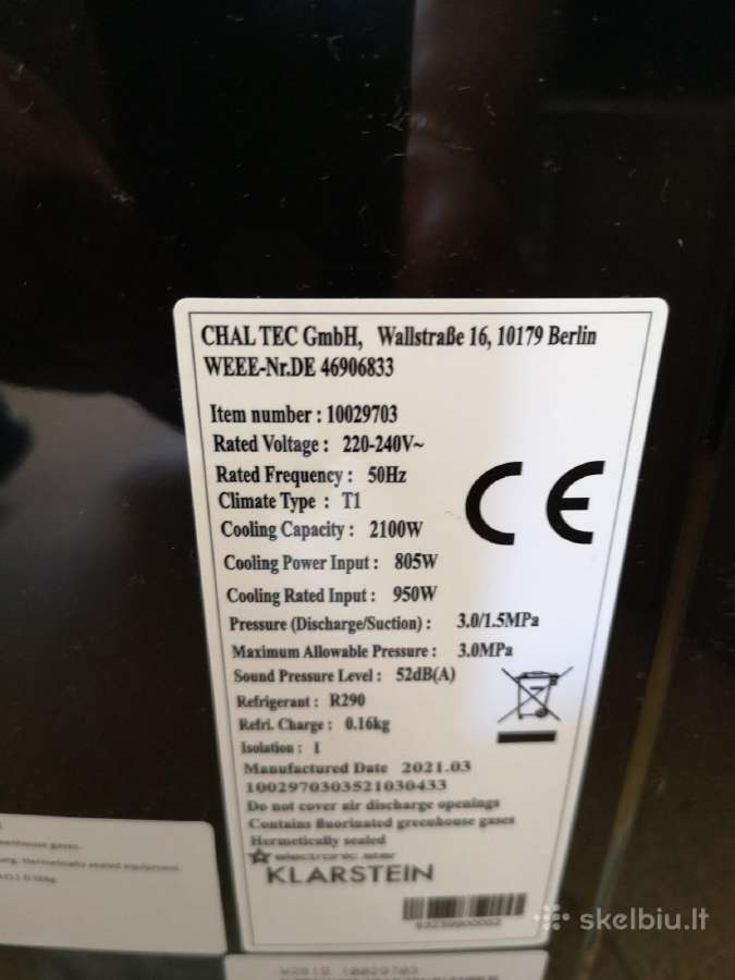 Mobilus oro kondicionierius, 7000 Btu / 2,1 kw - nuotraukos Nr. 12