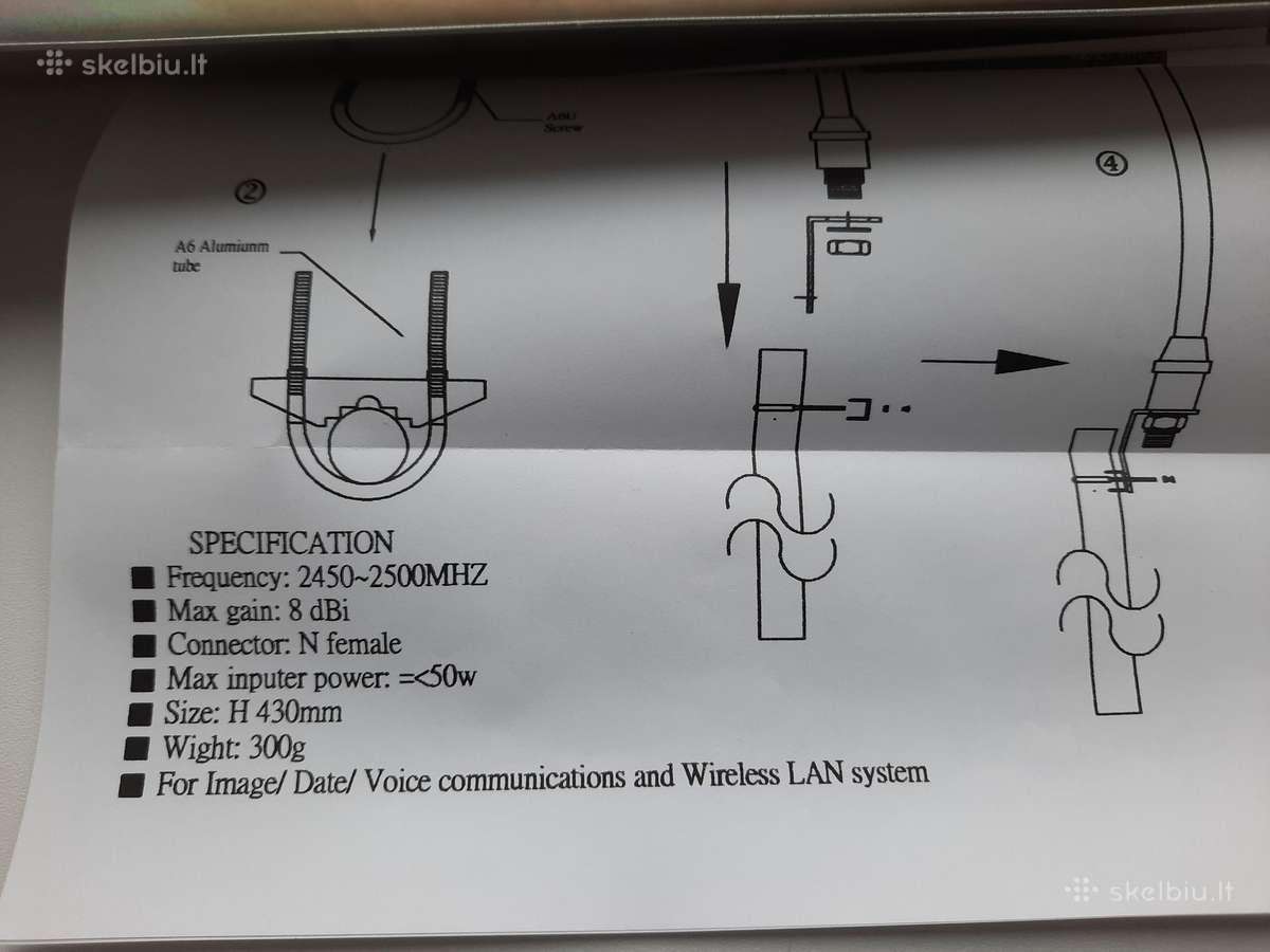 Wi-fi antena 2.4 GHz 8dbi su ar be reflektorium - nuotraukos Nr. 5