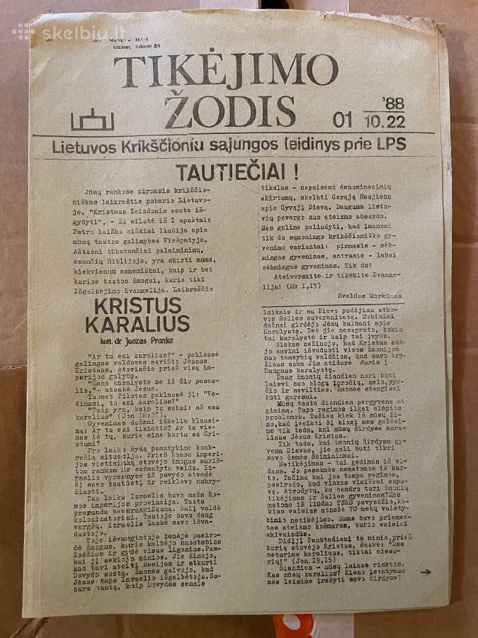Laikraštis Tikėjimo žodis 1988 10 22