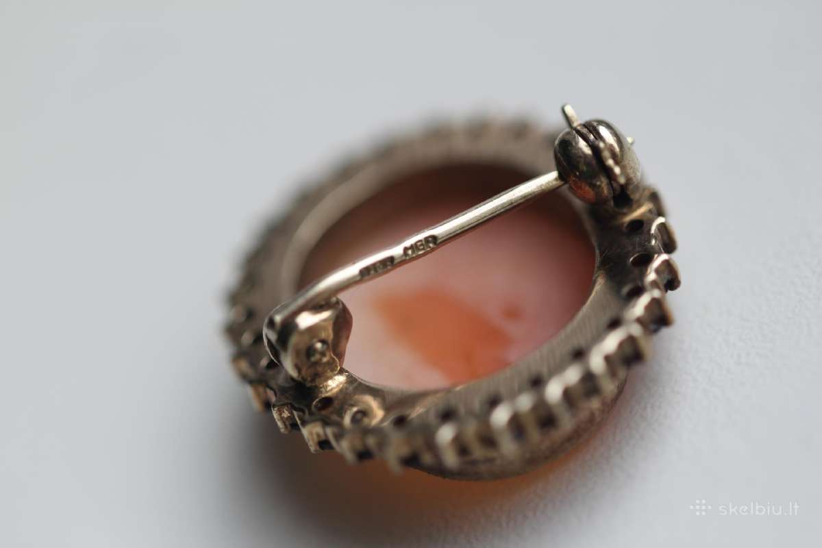 Vintage Hgr 830 S auksuota cameo sage su granatais - nuotraukos Nr. 6