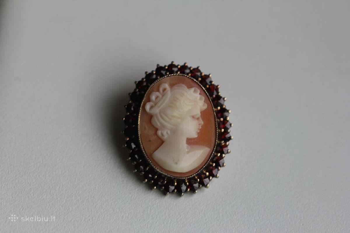 Vintage Hgr 830 S auksuota cameo sage su granatais - nuotraukos Nr. 4