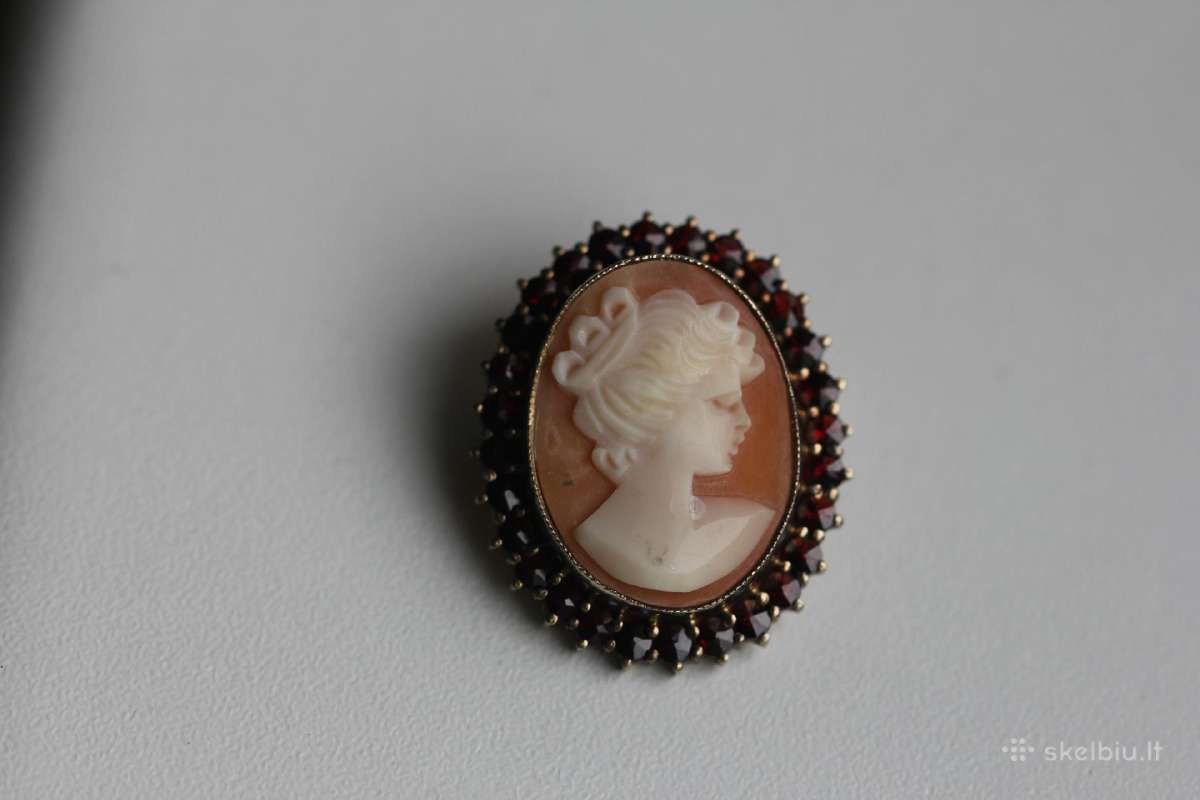 Vintage Hgr 830 S auksuota cameo sage su granatais - nuotraukos Nr. 3