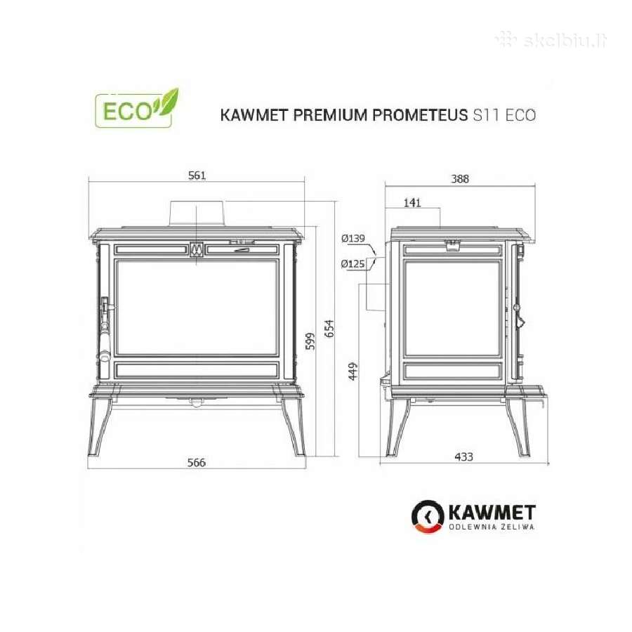 Ketaus krosnelė Kawmet Premium Prometeus S11 Eco - nuotraukos Nr. 10