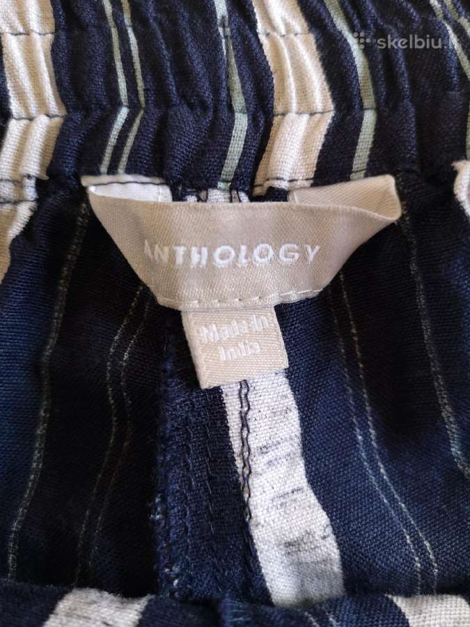 Anthology mėlynos dryžuotos laisvos kelnės su linu - nuotraukos Nr. 4
