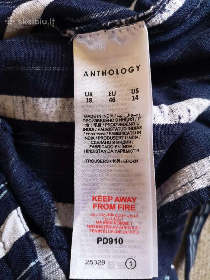 Anthology mėlynos dryžuotos laisvos kelnės su linu - nuotraukos Nr. 5