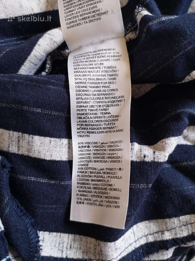 Anthology mėlynos dryžuotos laisvos kelnės su linu - nuotraukos Nr. 6