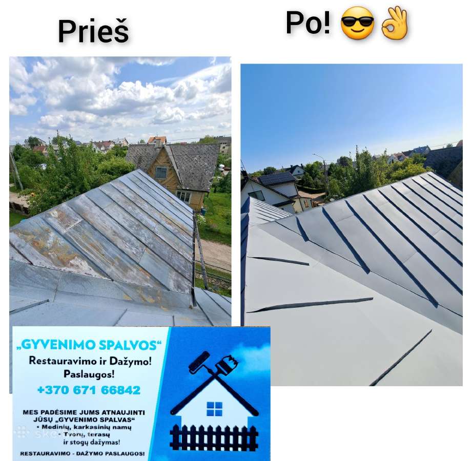 Medinių-dekoro Fasadų dažymas-stogų Dažymas! - nuotraukos Nr. 22