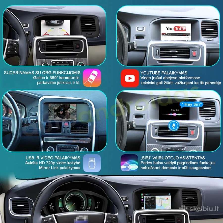 Volvo 2014-19 S60 XC60 V60 V40 Carplay Androidauto - nuotraukos Nr. 4