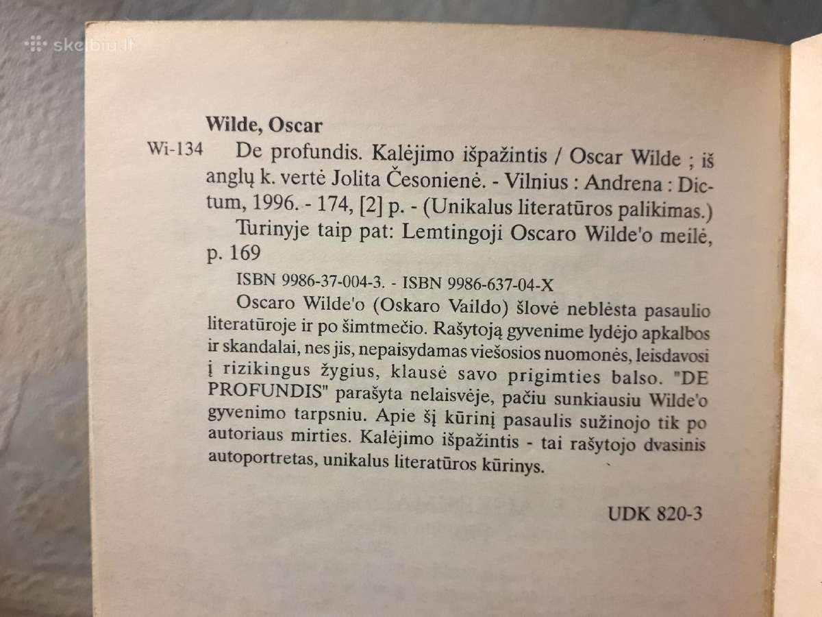 Oscar Wilde "Kalėjimo išpažintis" 1996 metai - nuotraukos Nr. 4