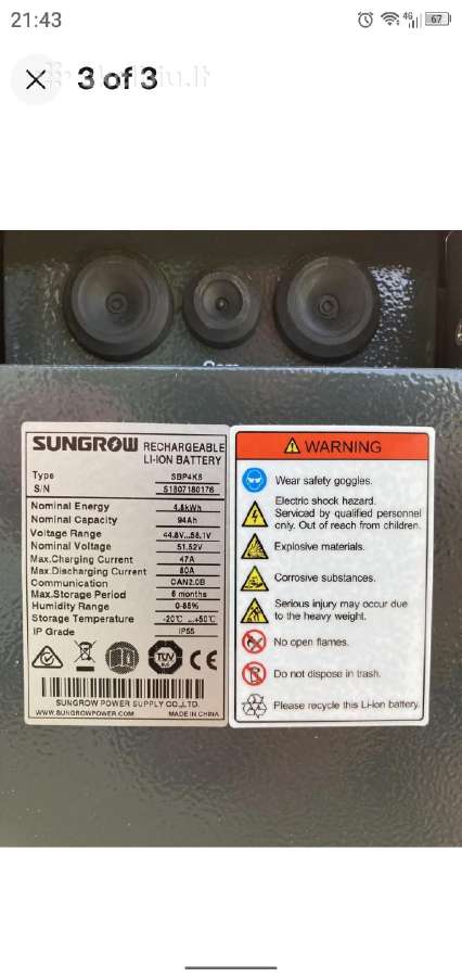 Sungrow baterija sbp4k8 4.8kwh 48v - nuotraukos Nr. 3