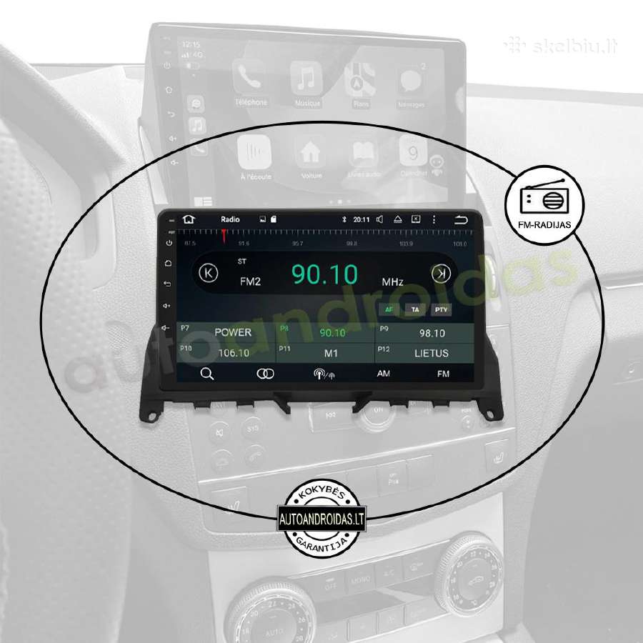 Mercedes C W204 S204 2007-10 Android multimedia Bt - nuotraukos Nr. 4