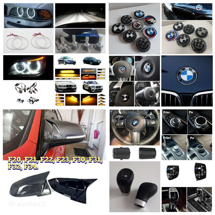 Bmw emblemos, Audi S-line, Mercedes Amg, dalys.