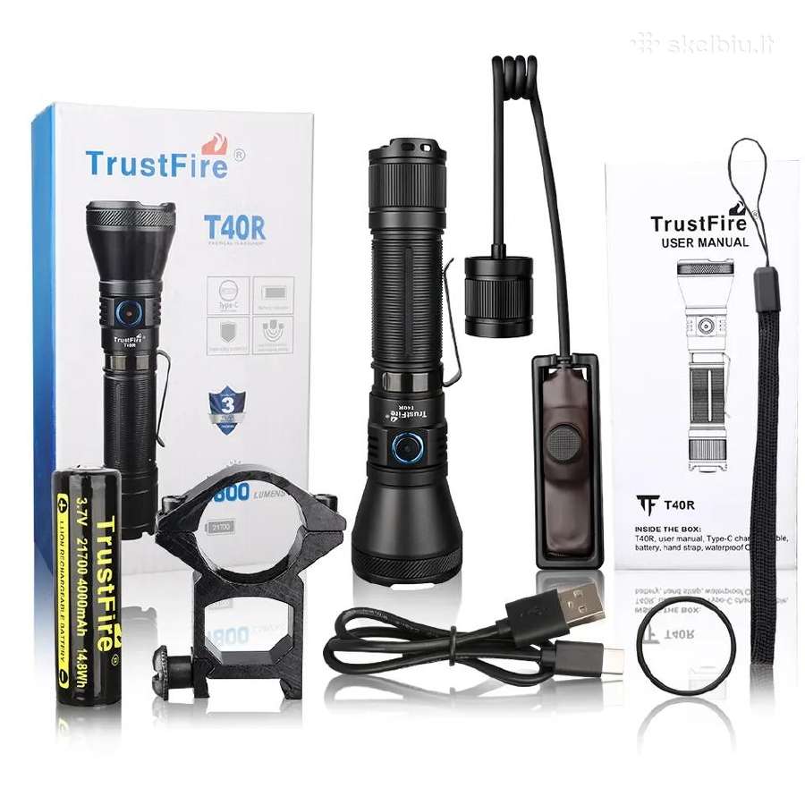 Trustfire T40r, 550 m švietimas, svoris 103 gramai - nuotraukos Nr. 2