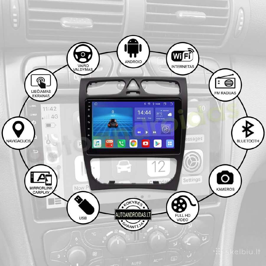 Mercedes 1996-08 C W203 Clk Ml Android multimedia - nuotraukos Nr. 2