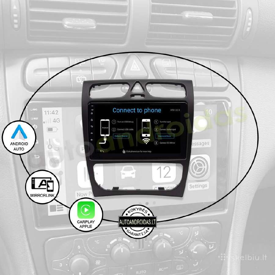 Mercedes 1996-08 C W203 Clk Ml Android multimedia - nuotraukos Nr. 10