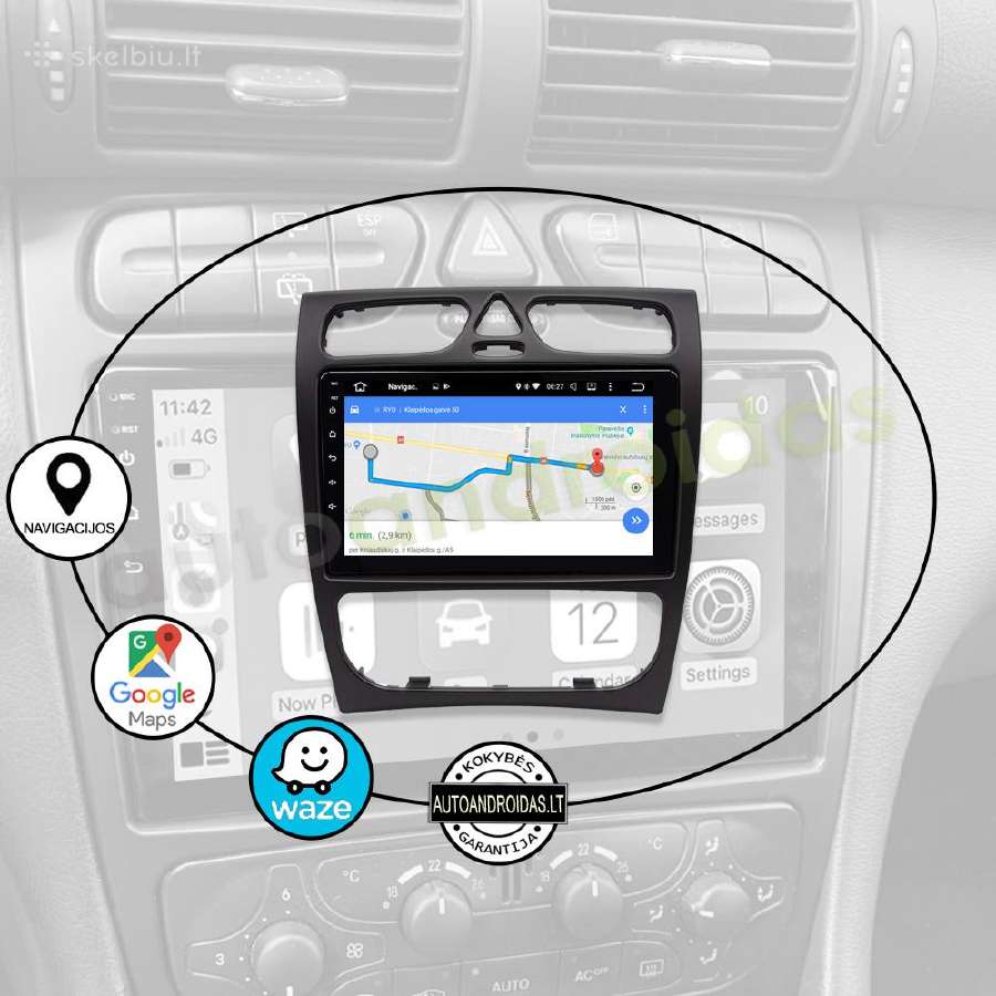 Mercedes 1996-08 C W203 Clk Ml Android multimedia - nuotraukos Nr. 11