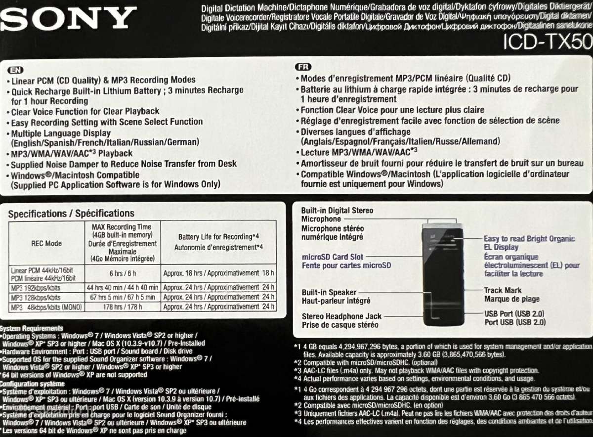 Sony Tx serijos skaitmeninis diktofonas Icd-tx50 - nuotraukos Nr. 11