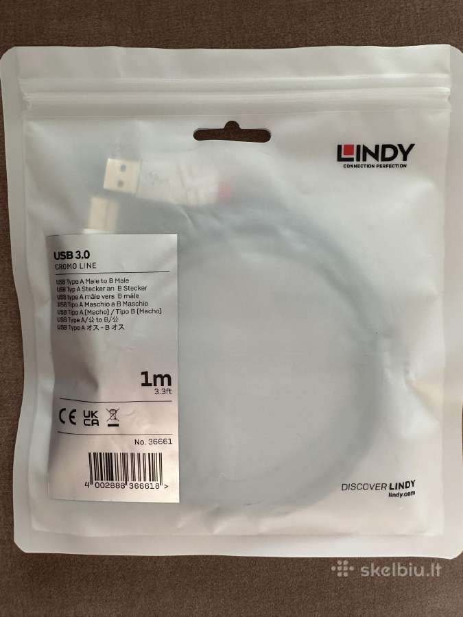 Lindy Usb 3.0 male A to male B kabelis - nuotraukos Nr. 2