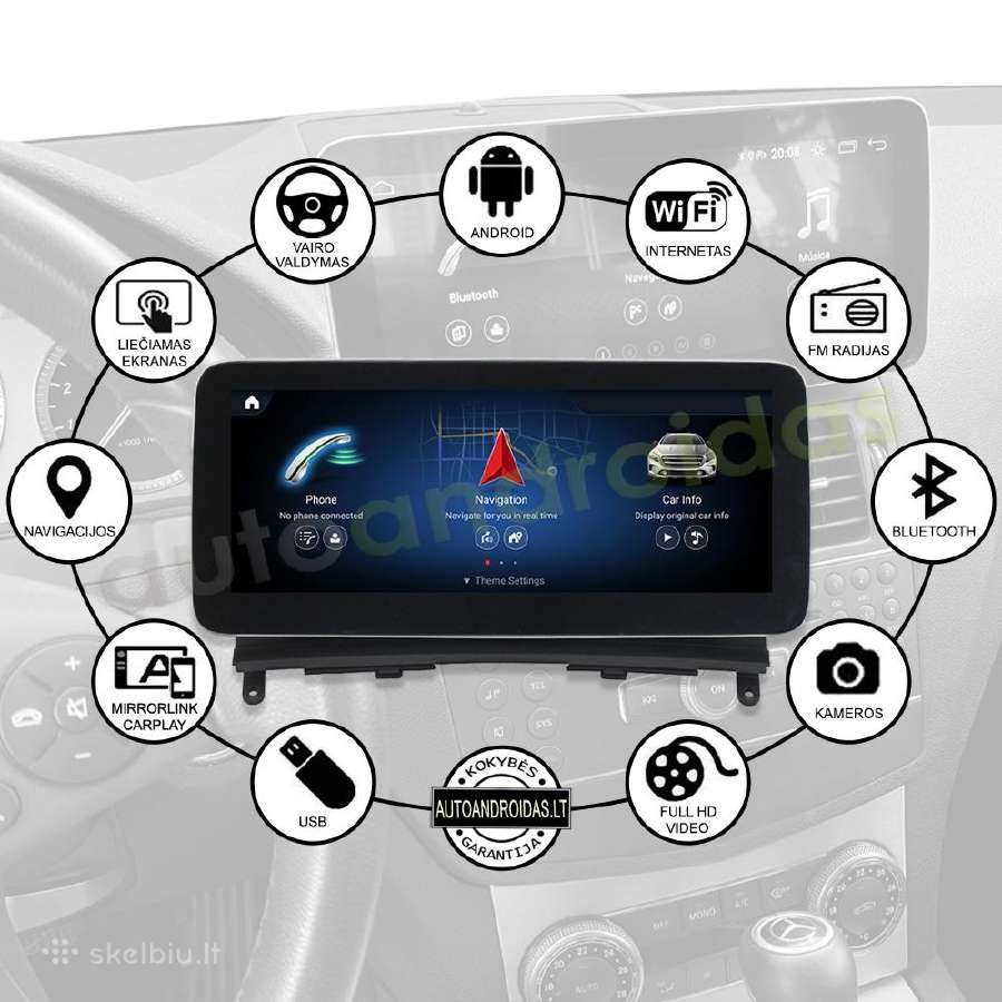 Mercedes 2007-10 C W204 S204 Android multimedia - nuotraukos Nr. 2