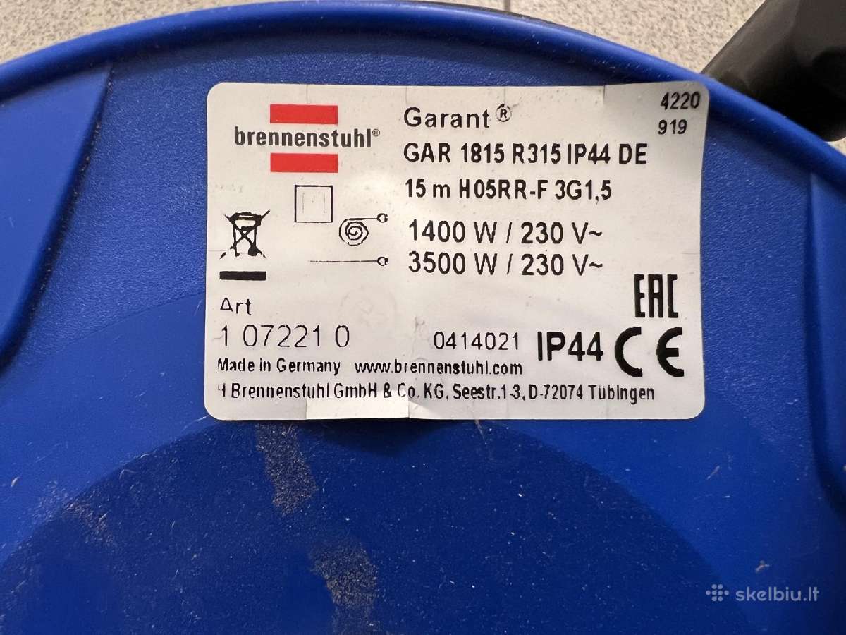Brennenstuhl ilgintuvas su rite, 3 x 1,5 mm², 15 m - nuotraukos Nr. 3
