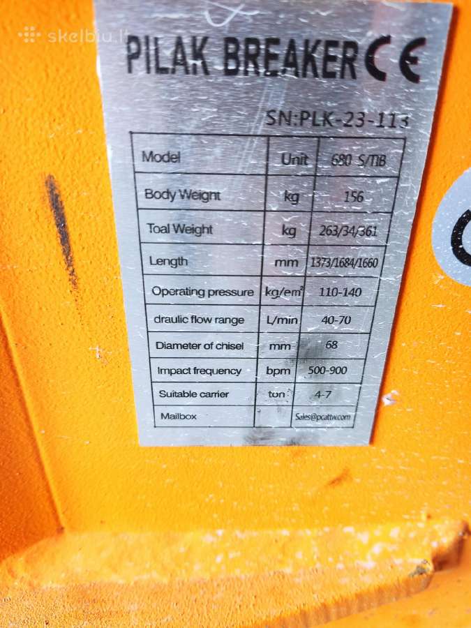 Parduodamas naujas hidraulinis kūjis 1600€ - nuotraukos Nr. 3