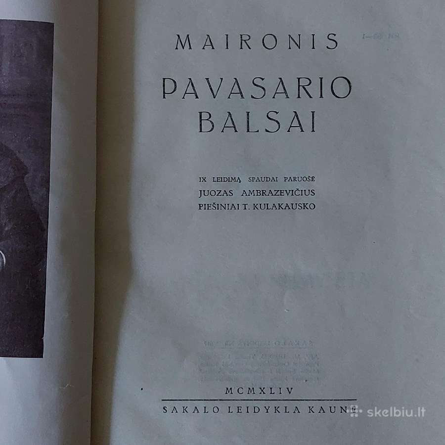 1944 m. knyga / Maironis - Pavasario balsai . - nuotraukos Nr. 9