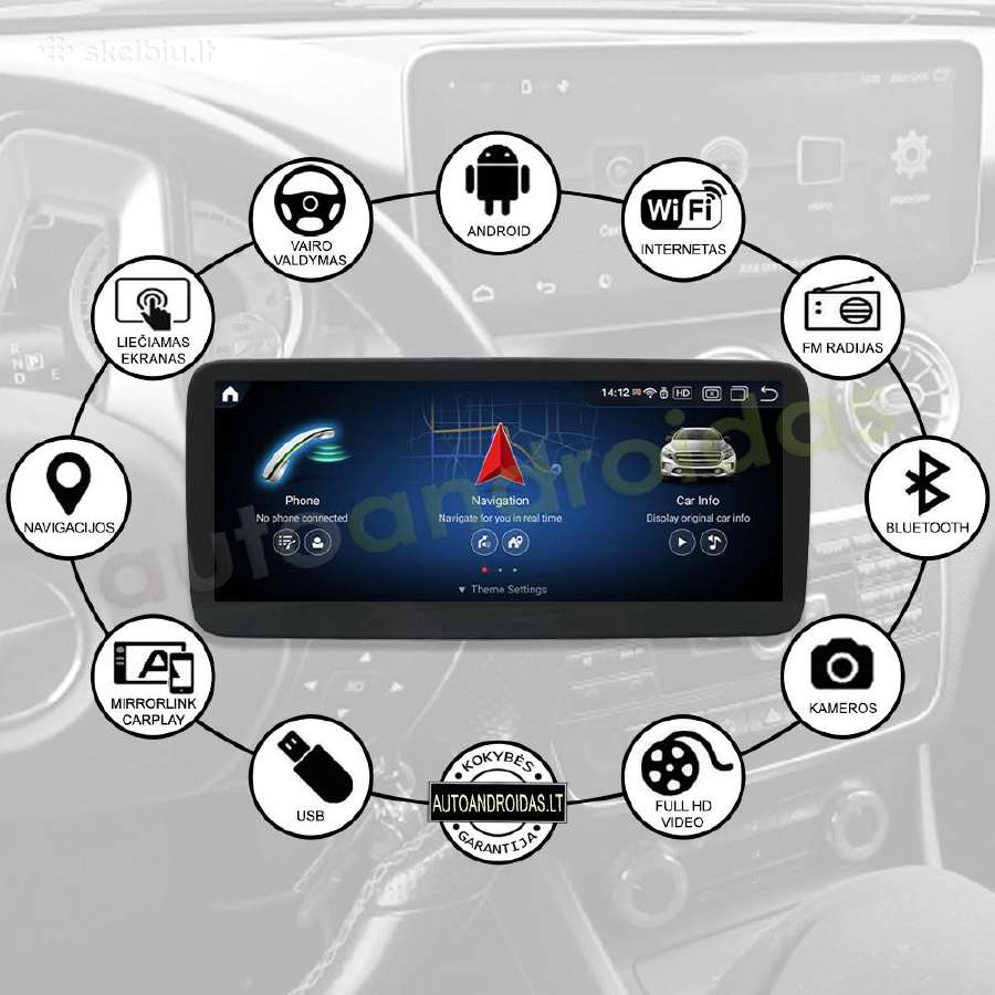 Mercedes A W176 Gla X156 Cla Android multimedia - nuotraukos Nr. 2