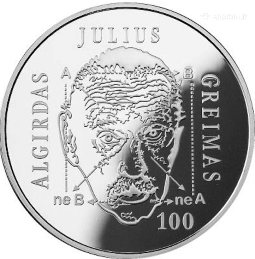 Algirdo Juliaus Greimo 2017 sidabrinė moneta 20€ - nuotraukos Nr. 2