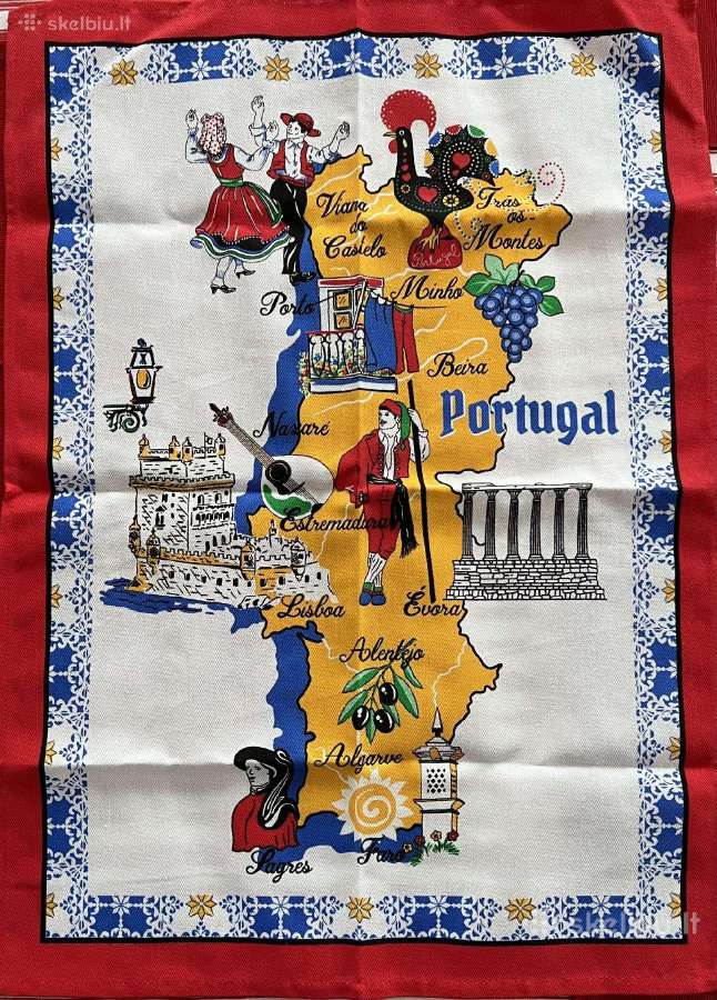 Rankšluostukas su Portugalijos žemėlapiu, 46x66 cm