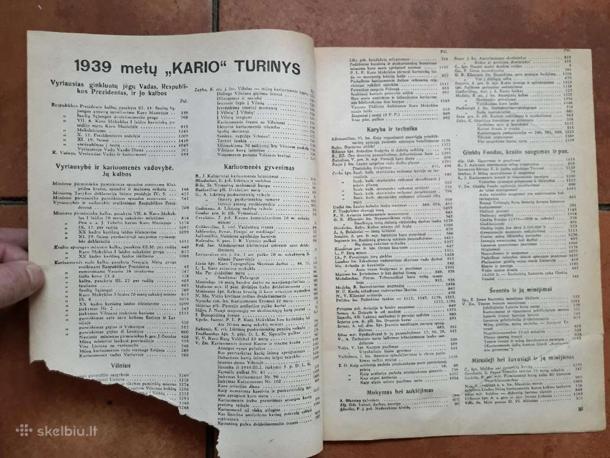 Laikraščio "Karys" 1939 metų turiniai - nuotraukos Nr. 2