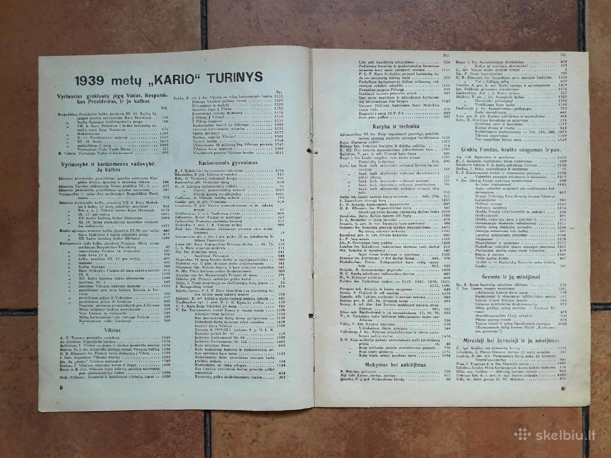 Laikraščio "Karys" 1939 metų turiniai - nuotraukos Nr. 4