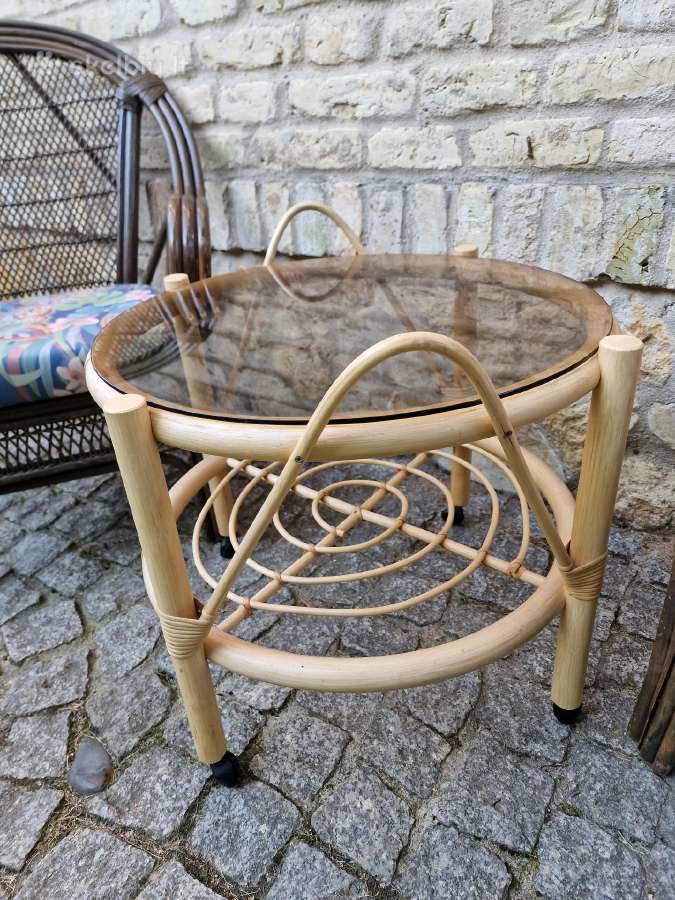 Vintažinis mid century ratango kavos staliukas