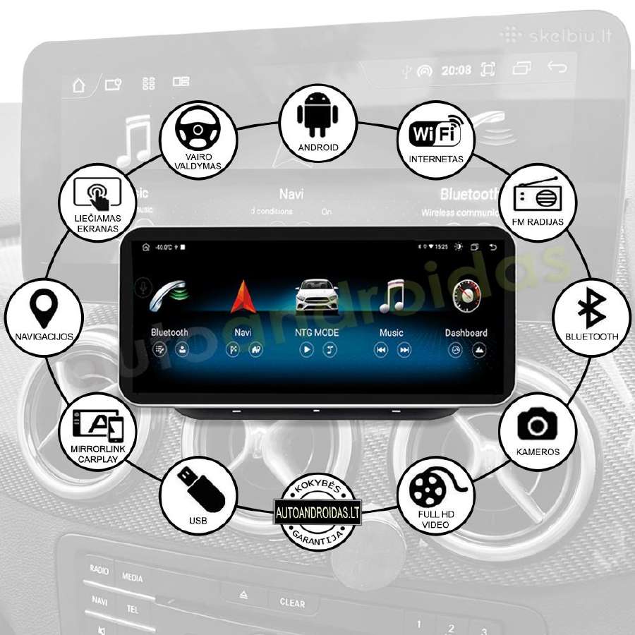 Mercedes 2011-18 B W245 W246 Android multimedia - nuotraukos Nr. 2