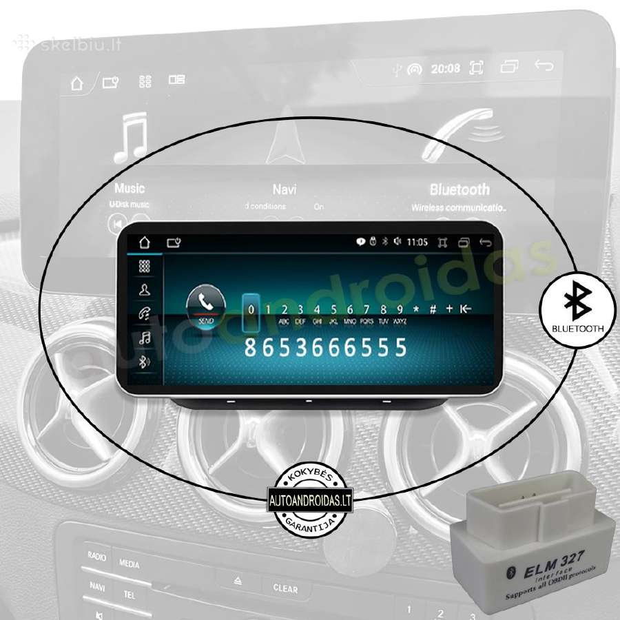 Mercedes 2011-18 B W245 W246 Android multimedia - nuotraukos Nr. 4