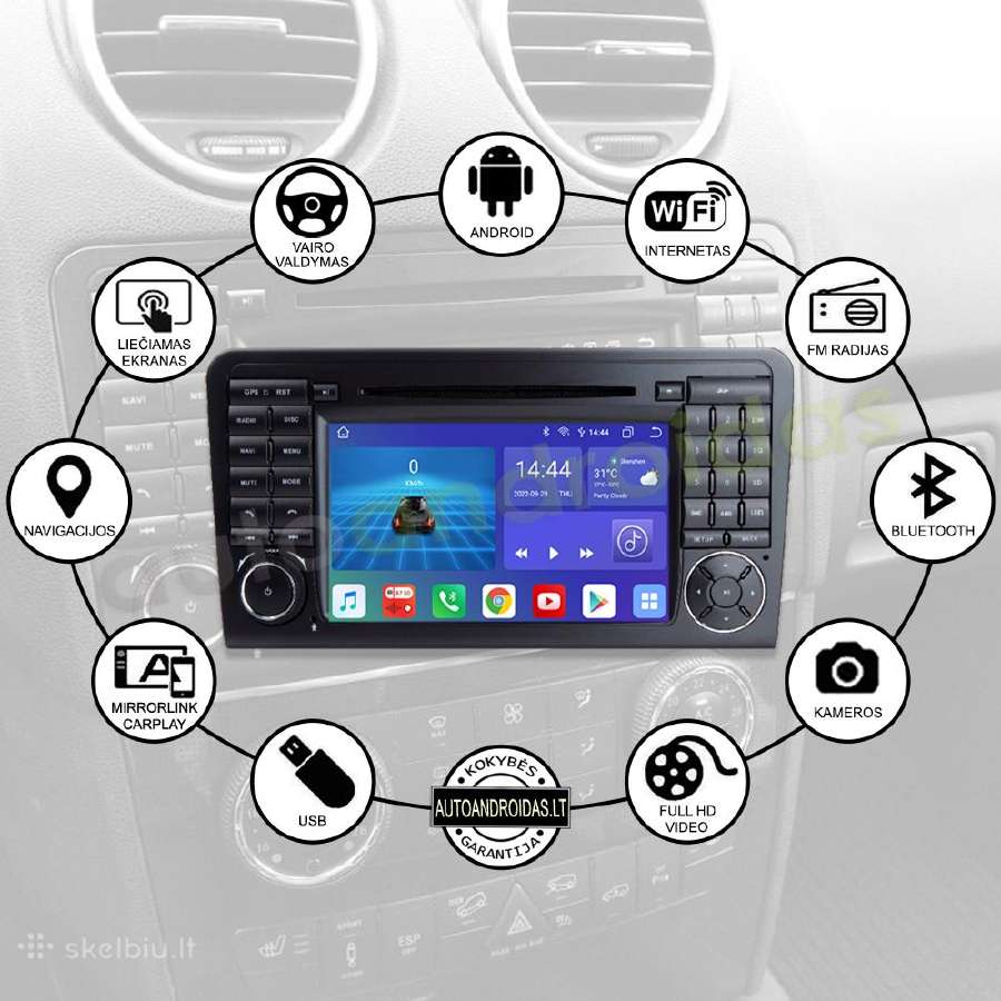 Mercedes Ml W164, Gl 2005-12 Android multimedia - nuotraukos Nr. 2