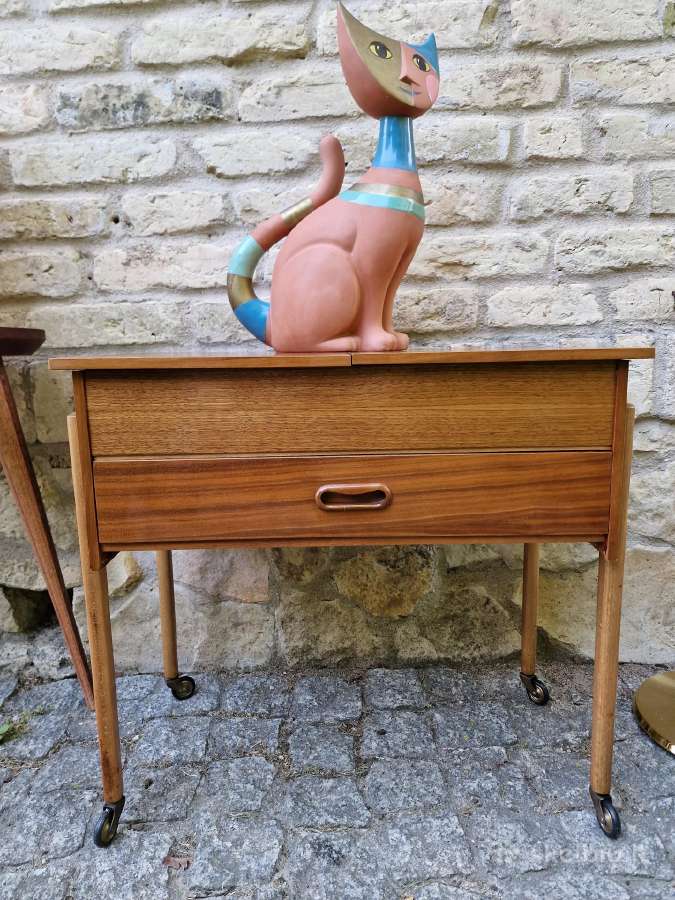 Vintažinė mid century tikmedžio komodėlė-siūlinė