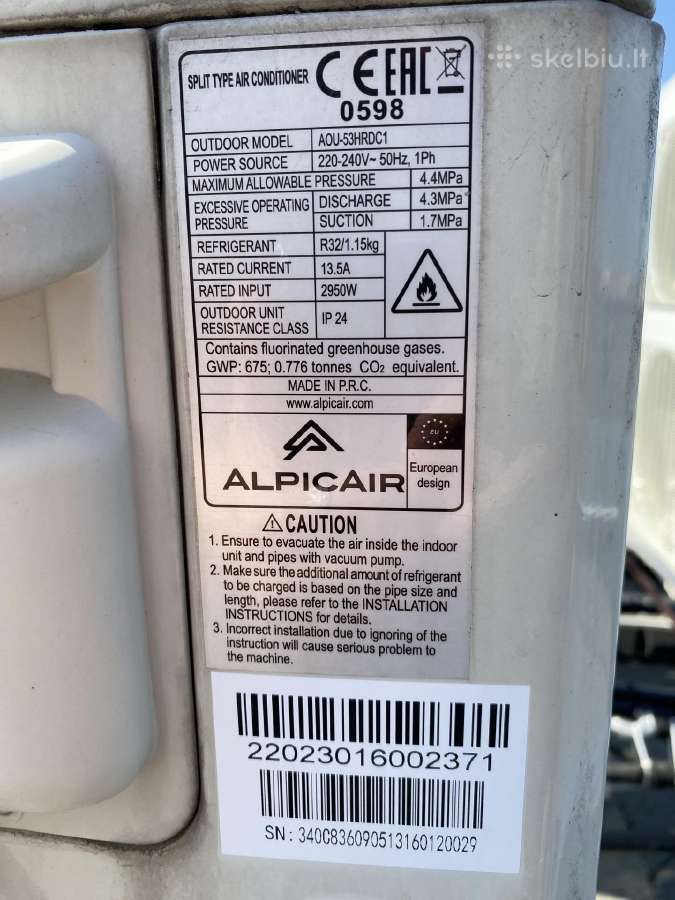 Parduodu kasetini kondicionieri 5kw Alpic Air - nuotraukos Nr. 2