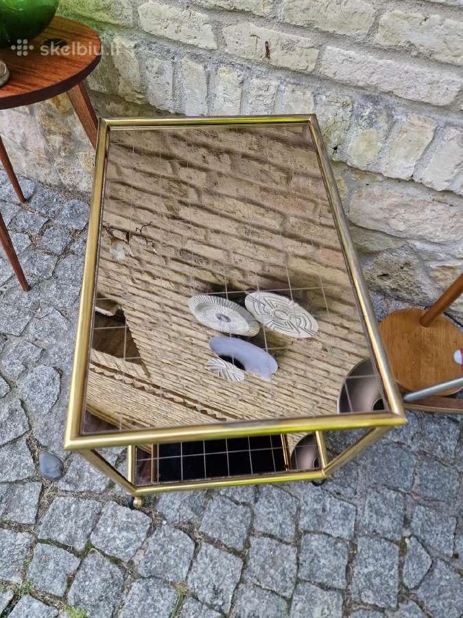 Vintažinis mid century žalvarinis servir.staliukas - nuotraukos Nr. 5