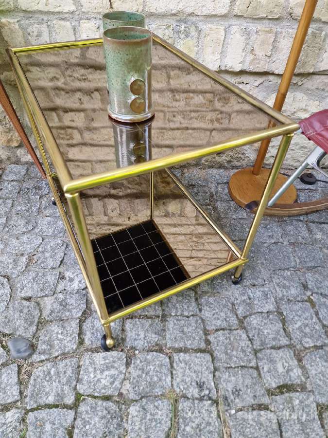 Vintažinis mid century žalvarinis servir.staliukas - nuotraukos Nr. 13