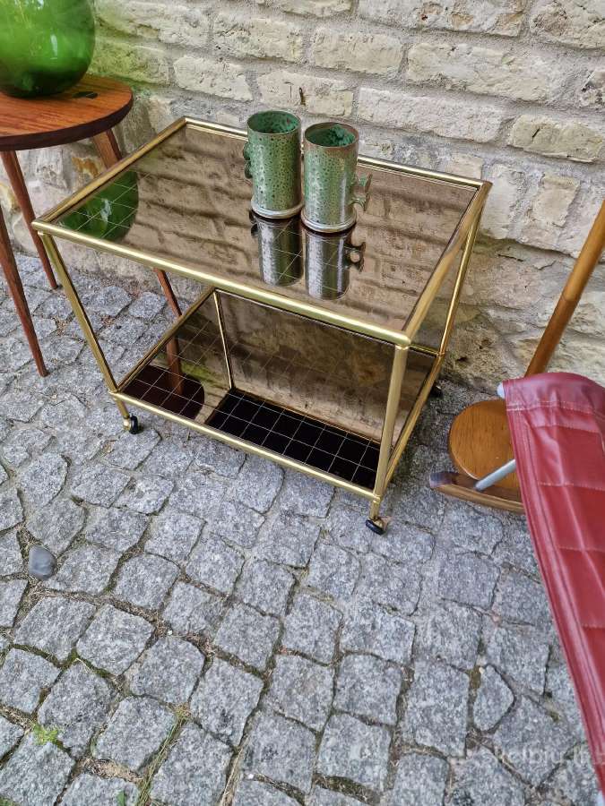 Vintažinis mid century žalvarinis servir.staliukas - nuotraukos Nr. 29