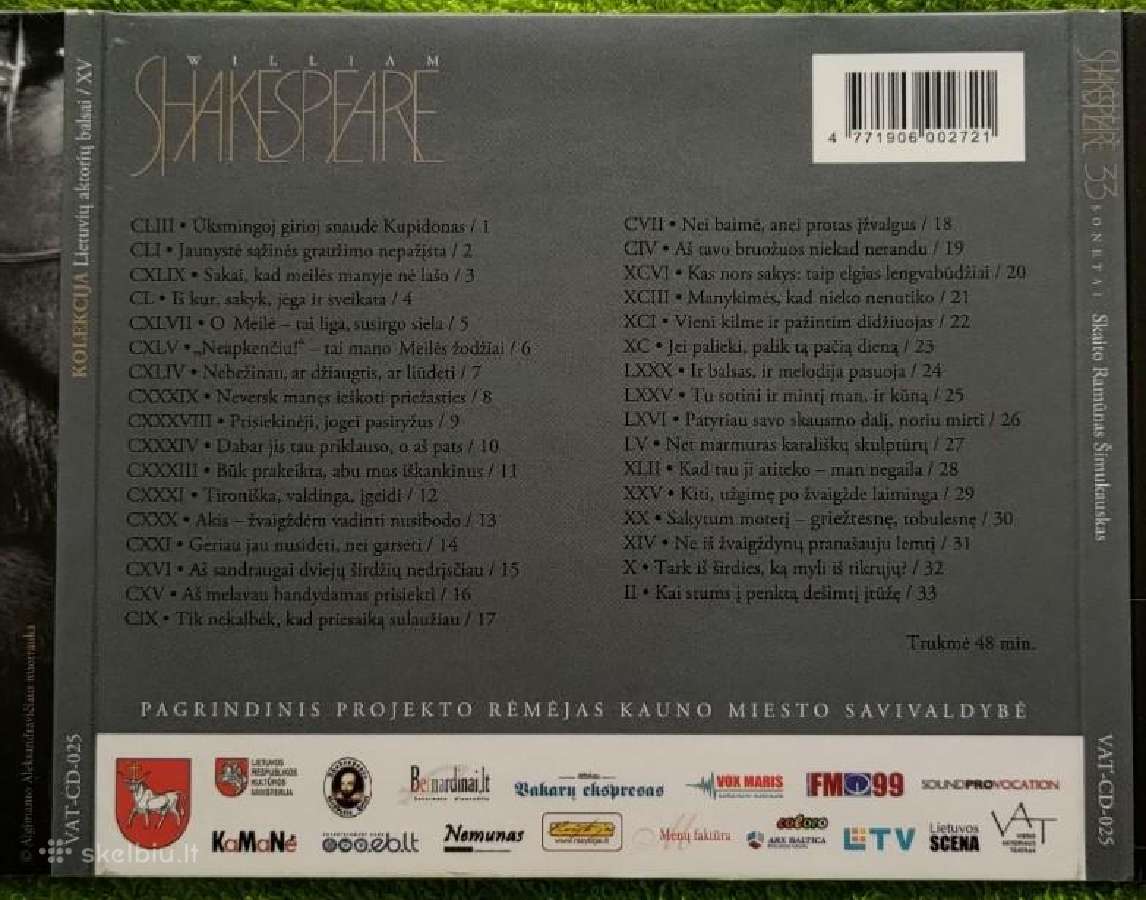 *Viljamas Šekspyras 33 sonetai / CD - nuotraukos Nr. 6