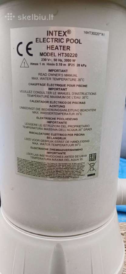 Intex elektrinis vandens šildytuvas Ht30220 - nuotraukos Nr. 2